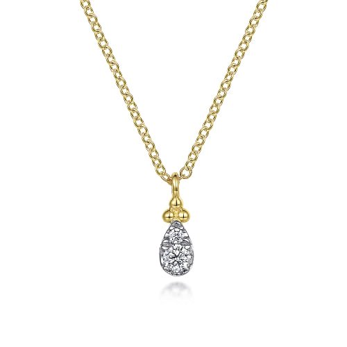 Pendant 2 round diamonds make a pear-shape 14kt yellow gold - Gaines Jewelers