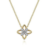Pendant diamond clover in frame; 2 tone - Gaines Jewelers