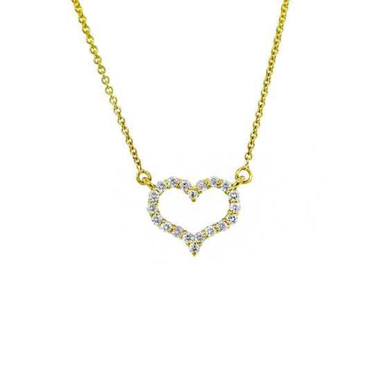 pendant diamond heart fixed on chain 14K yellow gold - Gaines Jewelers