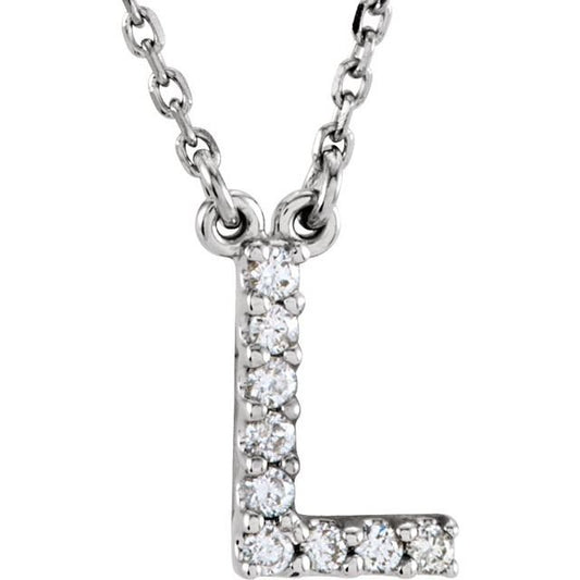 Pendant diamond L 16" white gold - Gaines Jewelers