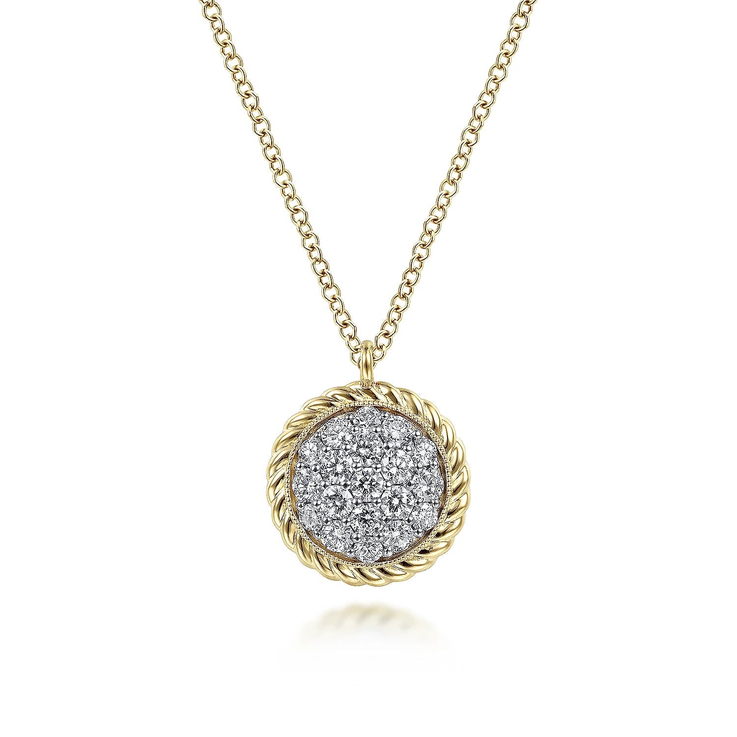 Pendant diamond pave' round with twisted edge - Gaines Jewelers
