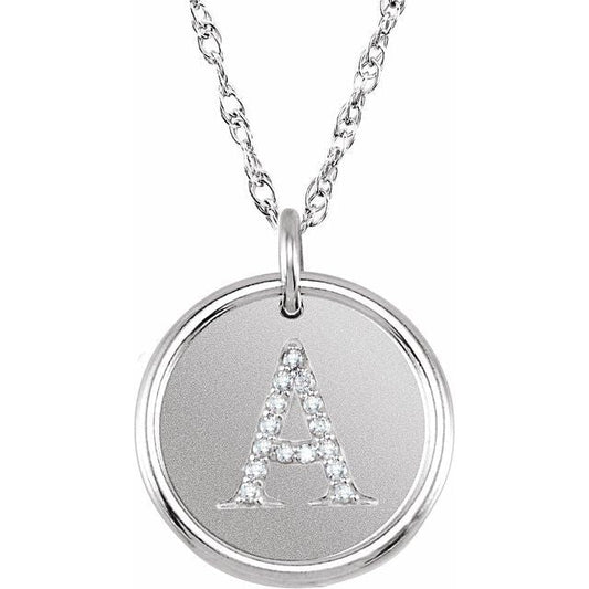 Pendant disc with a diamond A - Gaines Jewelers