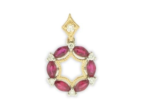 pendant ruby and diamond circle 14kt yellow gold - Gaines Jewelers