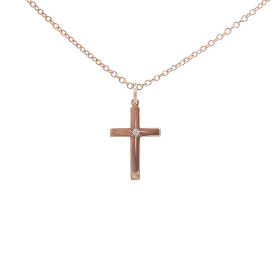 Petite Gold Cross Pendant Necklace with Diamond - Gaines Jewelers
