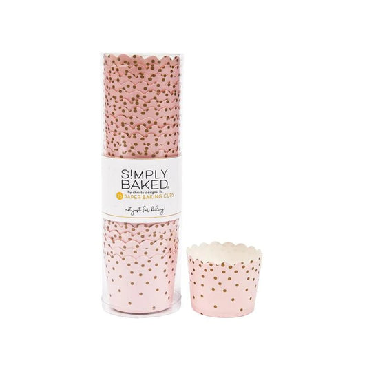 PINK GOLD DOT SMALL PAPER BAKING CUPS/25PK - Gaines Jewelers