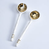 Porcelain Salad Server set gold- Pampa Bay - Gaines Jewelers