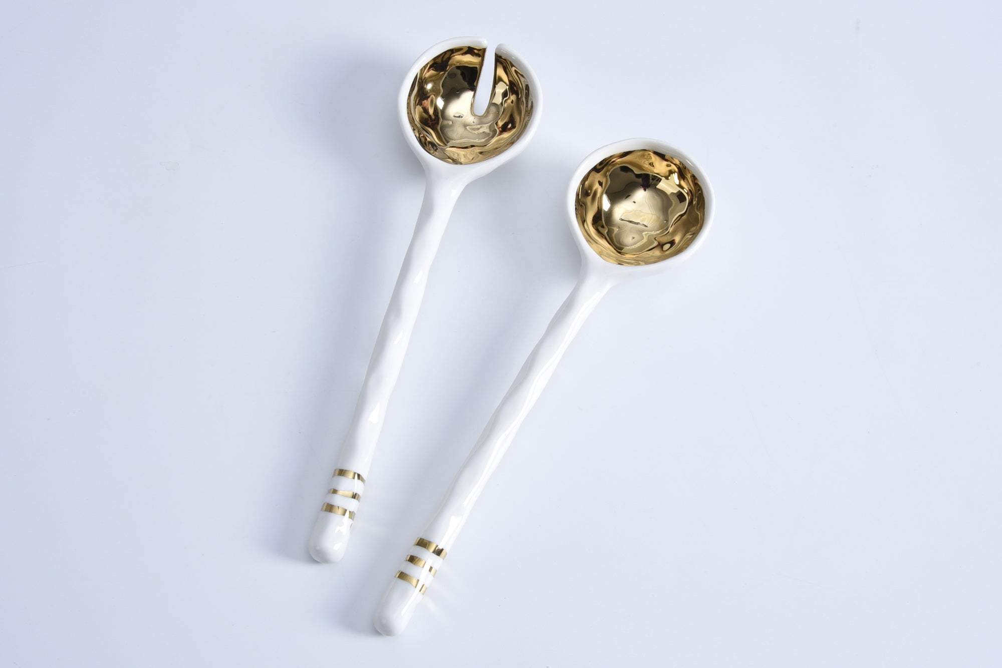 Porcelain Salad Server set gold- Pampa Bay - Gaines Jewelers