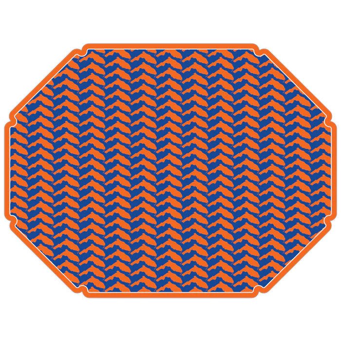 Posh Die-Cut Placemat Orange/Blue Florida Herringbone - Gaines Jewelers