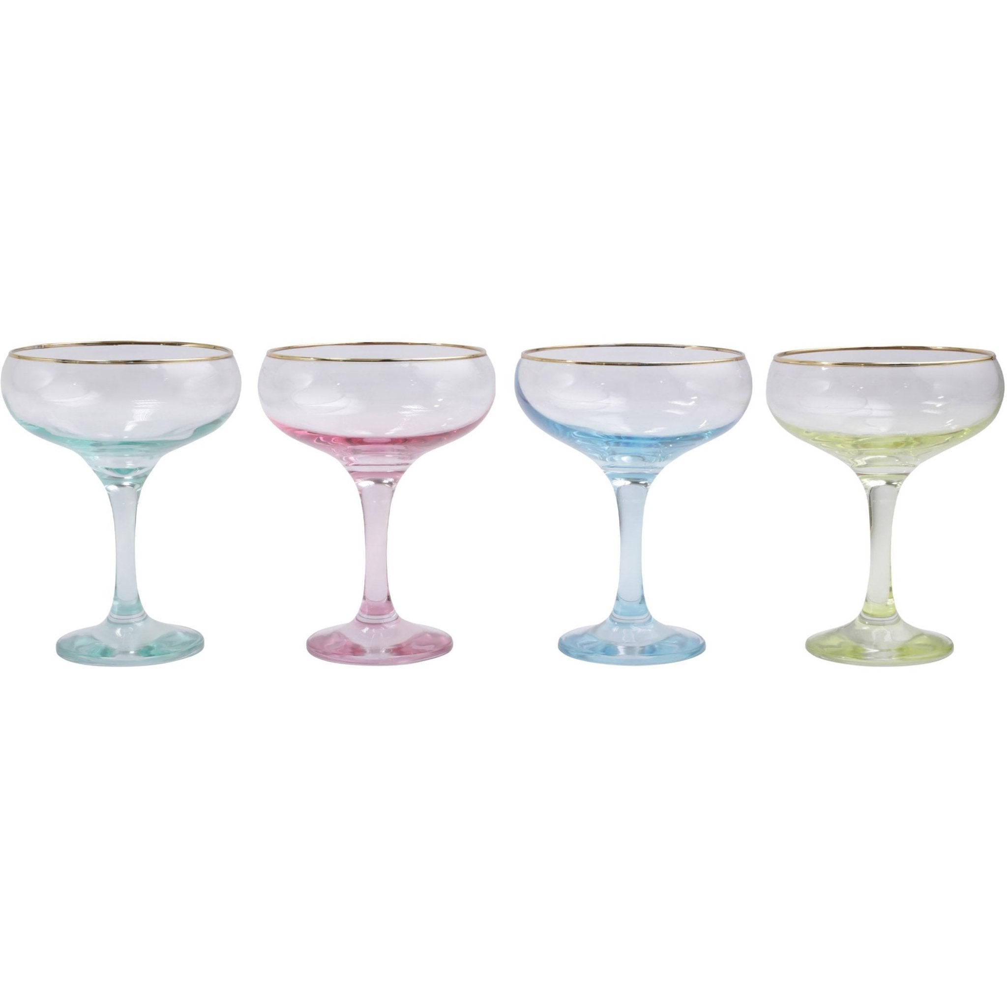 Rainbow Assorted Coupe Champagne Glasses - Set of 4 - Gaines Jewelers