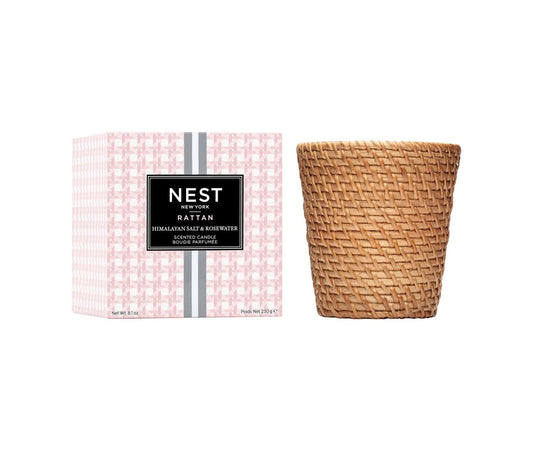 Rattan Himalayan Salt & Rosewater Classic Candle - Gaines Jewelers