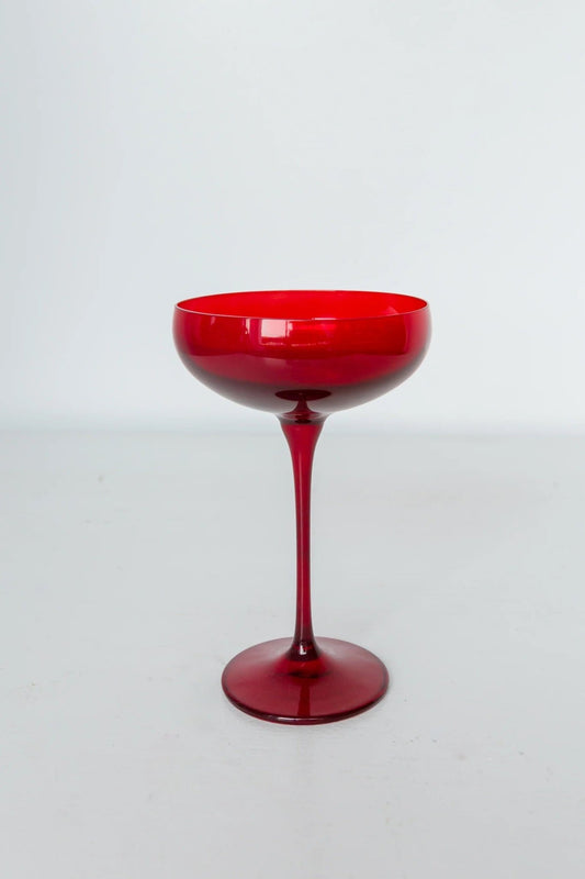 Red Champagne Coupe - Estelle Colored Glass - Gaines Jewelers