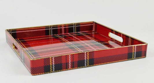 Red Plaid Square Tray - Gaines Jewelers