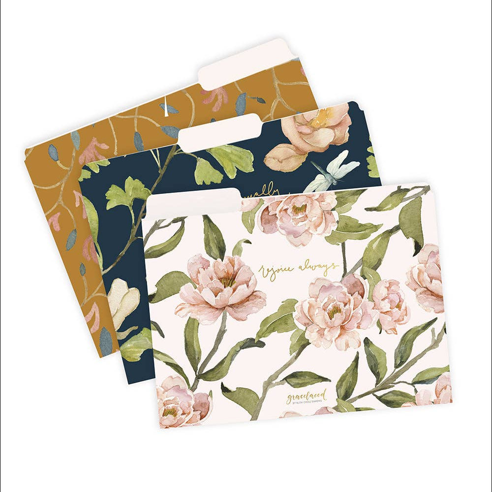 Rejoice Pray Give GraceLaced File Folders - Harvest House Publishers - Gaines Jewelers