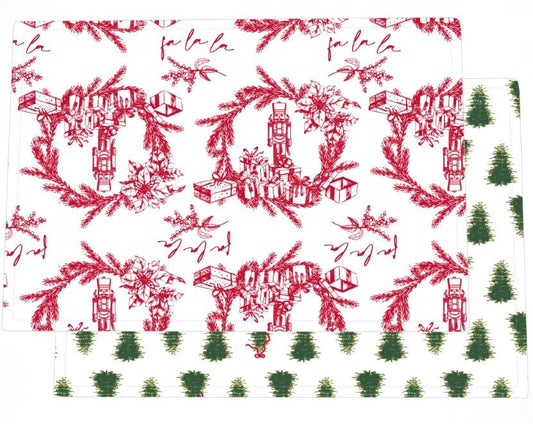 Reversible Placemats - Holiday Toile Red - Gaines Jewelers