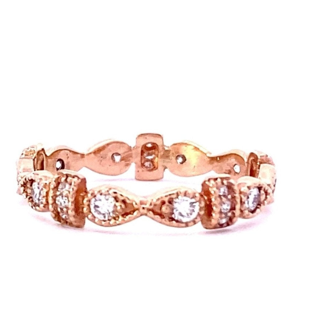 Ring 14k pink Gold Diamond Eternity - Gaines Jewelers