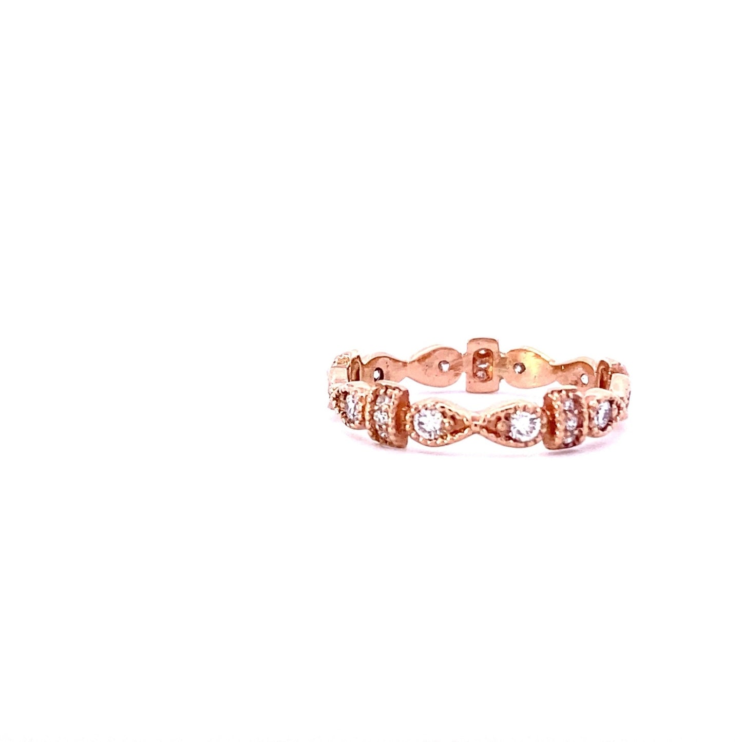 Ring 14k pink Gold Diamond Eternity - Gaines Jewelers