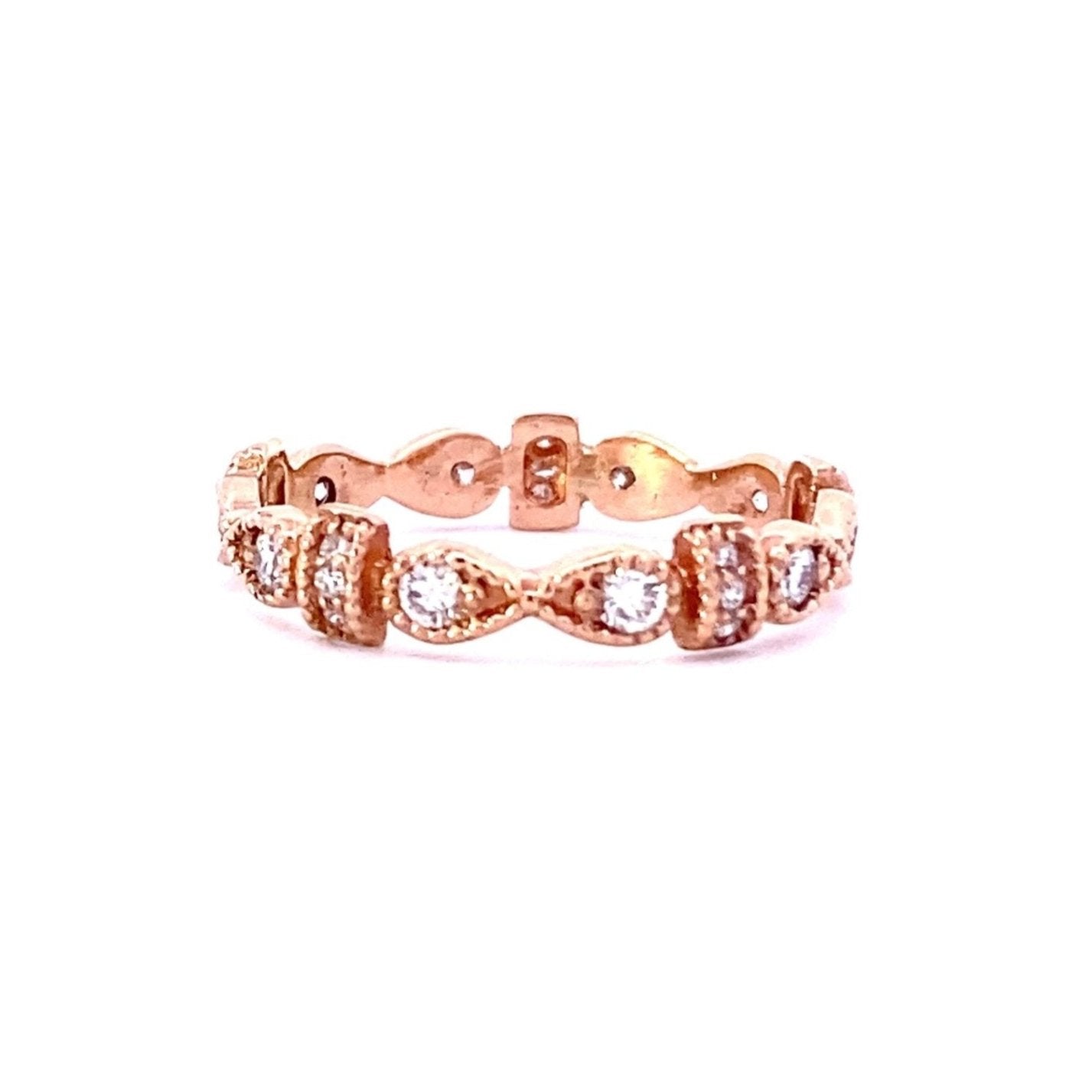 Ring 14k pink Gold Diamond Eternity - Gaines Jewelers