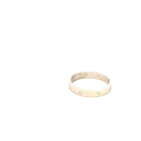 Ring- 14k White Gold Diamond burnish band - Gaines Jewelers