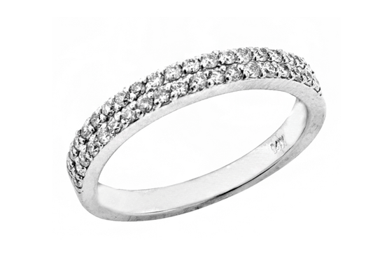 Ring-14k White Gold Diamond Double Band - Gaines Jewelers