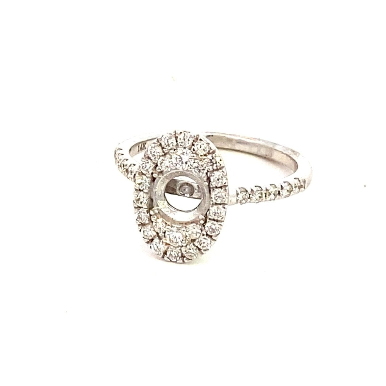 Ring- 14k White Gold Diamond Mounting double Halo Shank - Gaines Jewelers