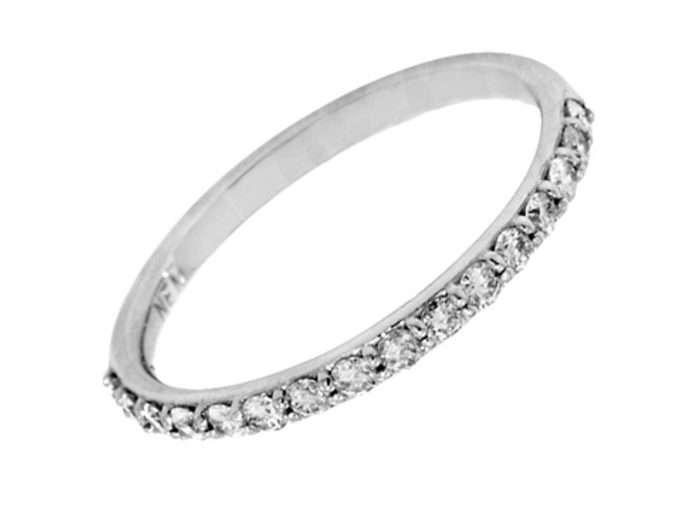 Ring-14k White Gold Diamond Ring halfway - Gaines Jewelers