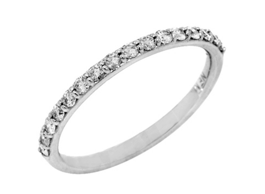 Ring-14k White Gold Diamond Ring halfway - Gaines Jewelers