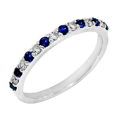 Ring- 14k White Gold Sapphire Diamond Anniversary Ring - Gaines Jewelers