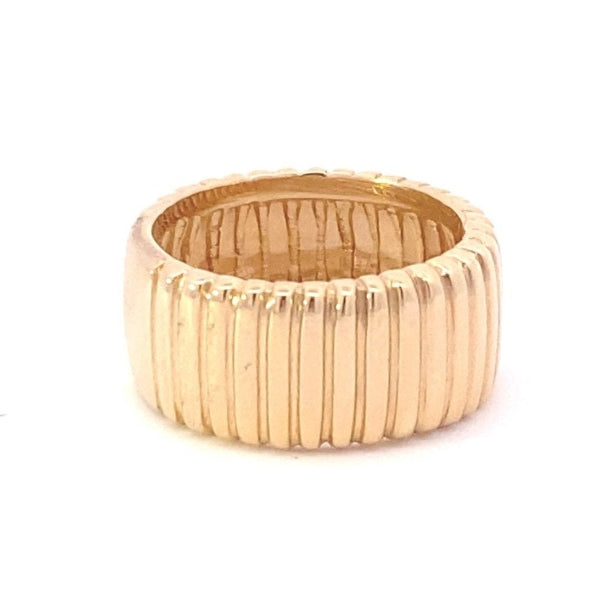 Ring- 14k Wide Fluted Gold Cigar Ring - Gaines Jewelers