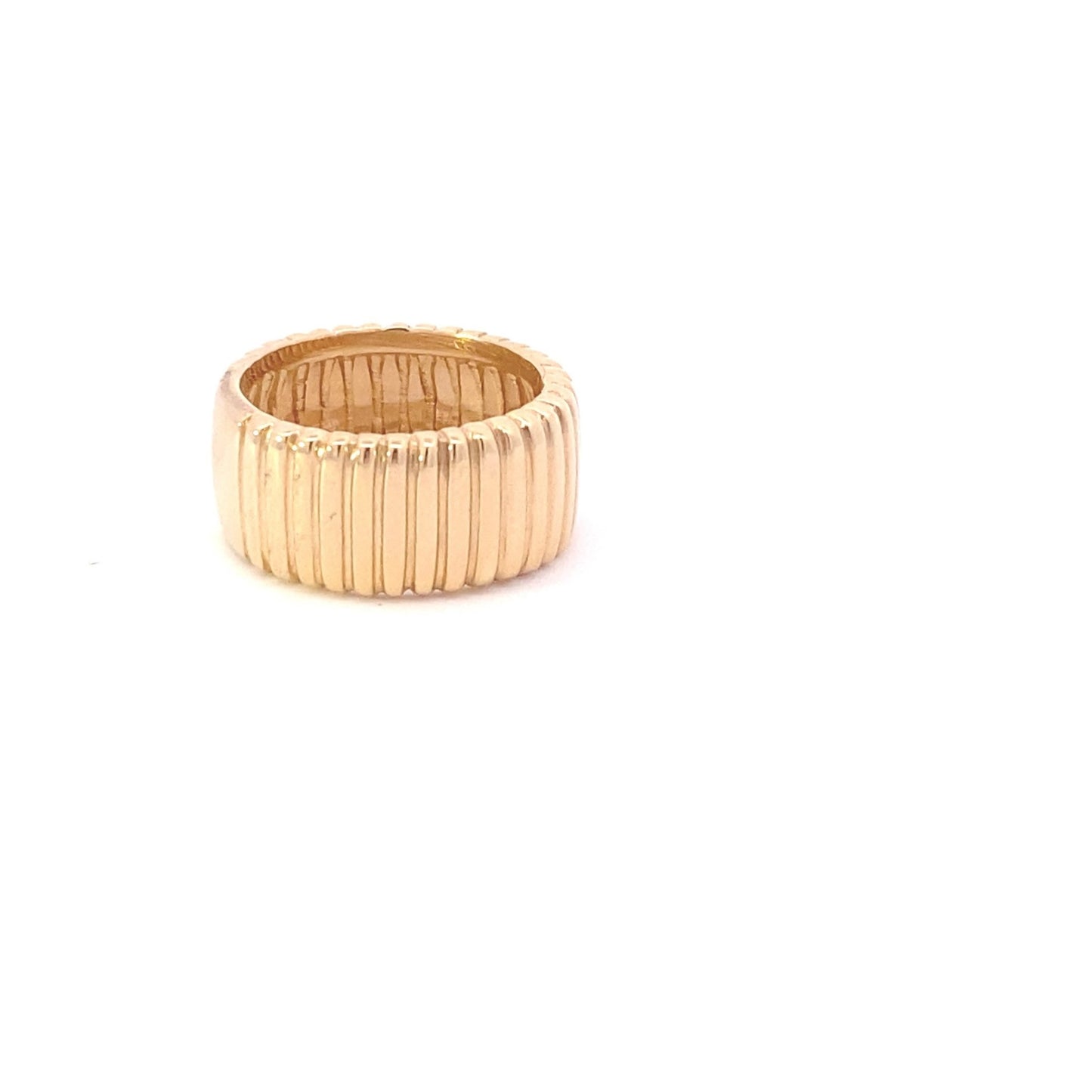 Ring- 14k Wide Fluted Gold Cigar Ring - Gaines Jewelers