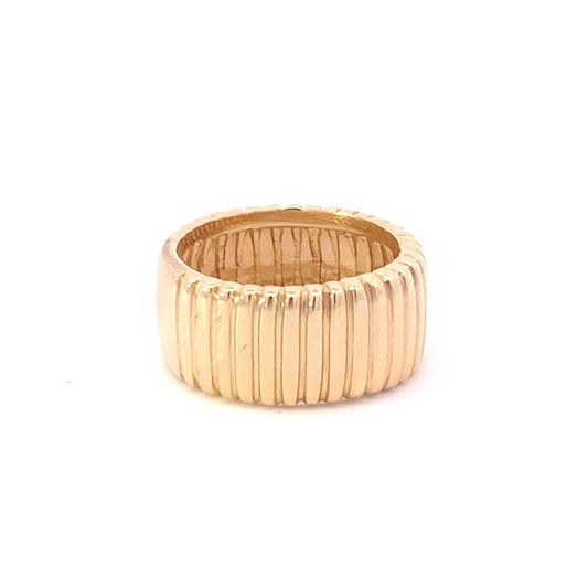 Ring- 14k Wide Fluted Gold Cigar Ring - Gaines Jewelers