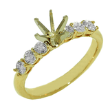 Ring- 14k Yellow Gold Diamond Semi Mount for 1ct center - Gaines Jewelers