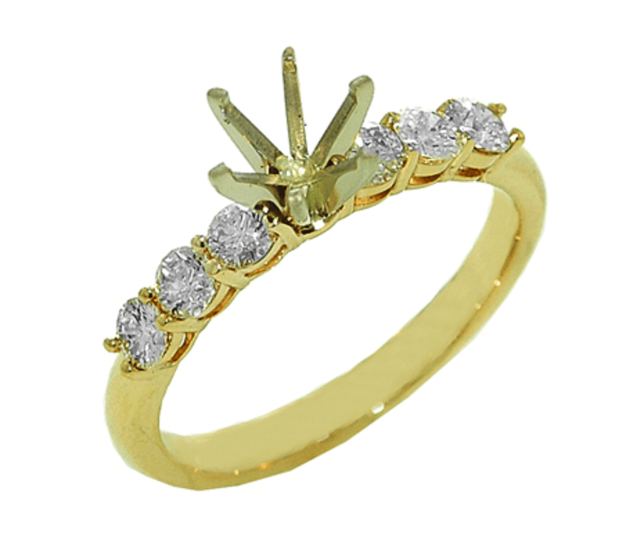 Ring- 14k Yellow Gold Diamond Semi Mount for 1ct center - Gaines Jewelers