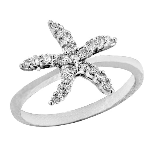 Ring- 14K Yellow Gold Diamond Starfish Ring - Gaines Jewelers