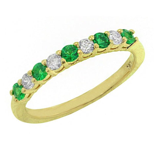 Ring- 14K Yellow Gold Emerald and Diamond Ring - Gaines Jewelers