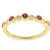 Ring -14k Yellow Gold Ruby and Diamond Bezel Set - Gaines Jewelers