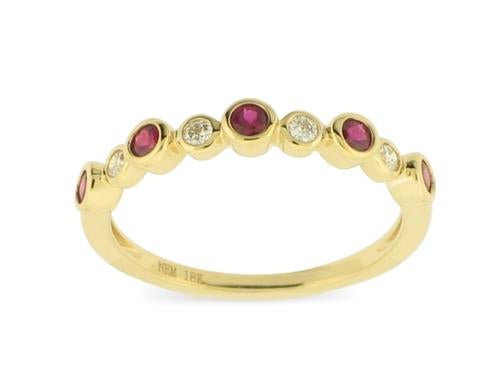 Ring -14k Yellow Gold Ruby and Diamond Bezel Set - Gaines Jewelers