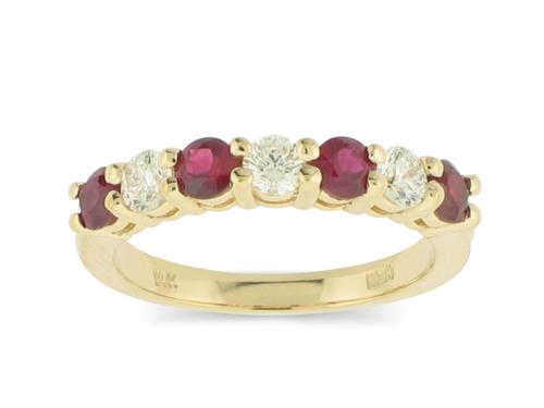 Ring- 14K Yellow Gold Ruby and Diamond Ring - Gaines Jewelers