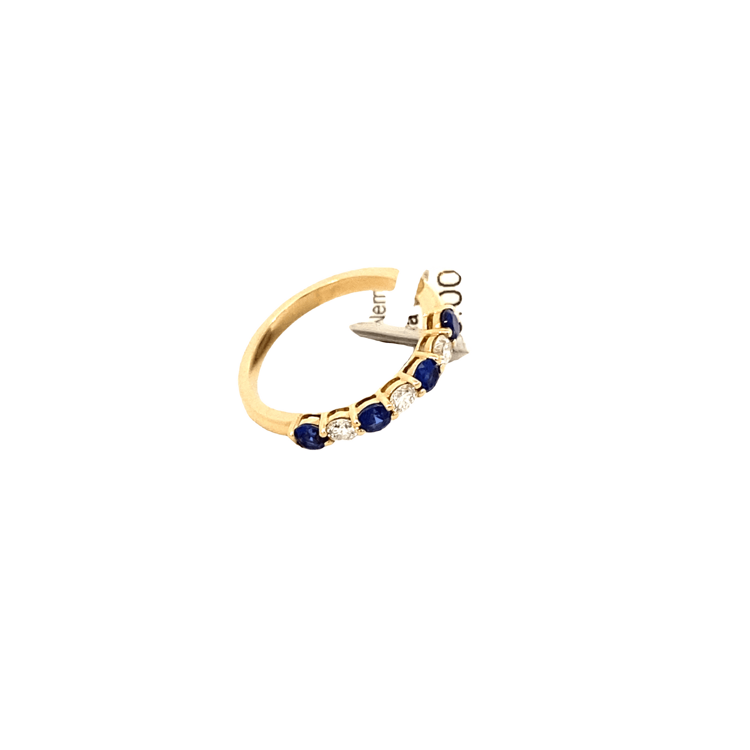 Ring- 14k yellow gold Sapphire and diamond alternating band - Gaines Jewelers