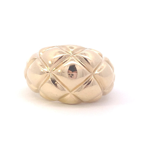 Ring- 14k Yellow Gold Wide Quilted Dome Ring - Gaines Jewelers