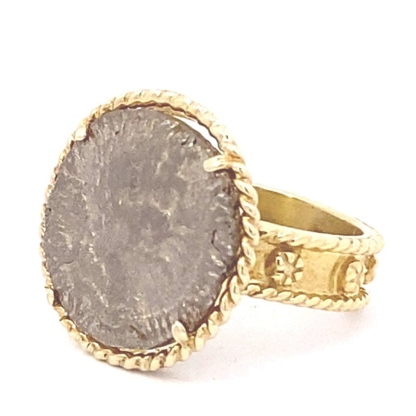 Ring- 14kt Genuine Roman Silver Severus Coin Ring - Gaines Jewelers