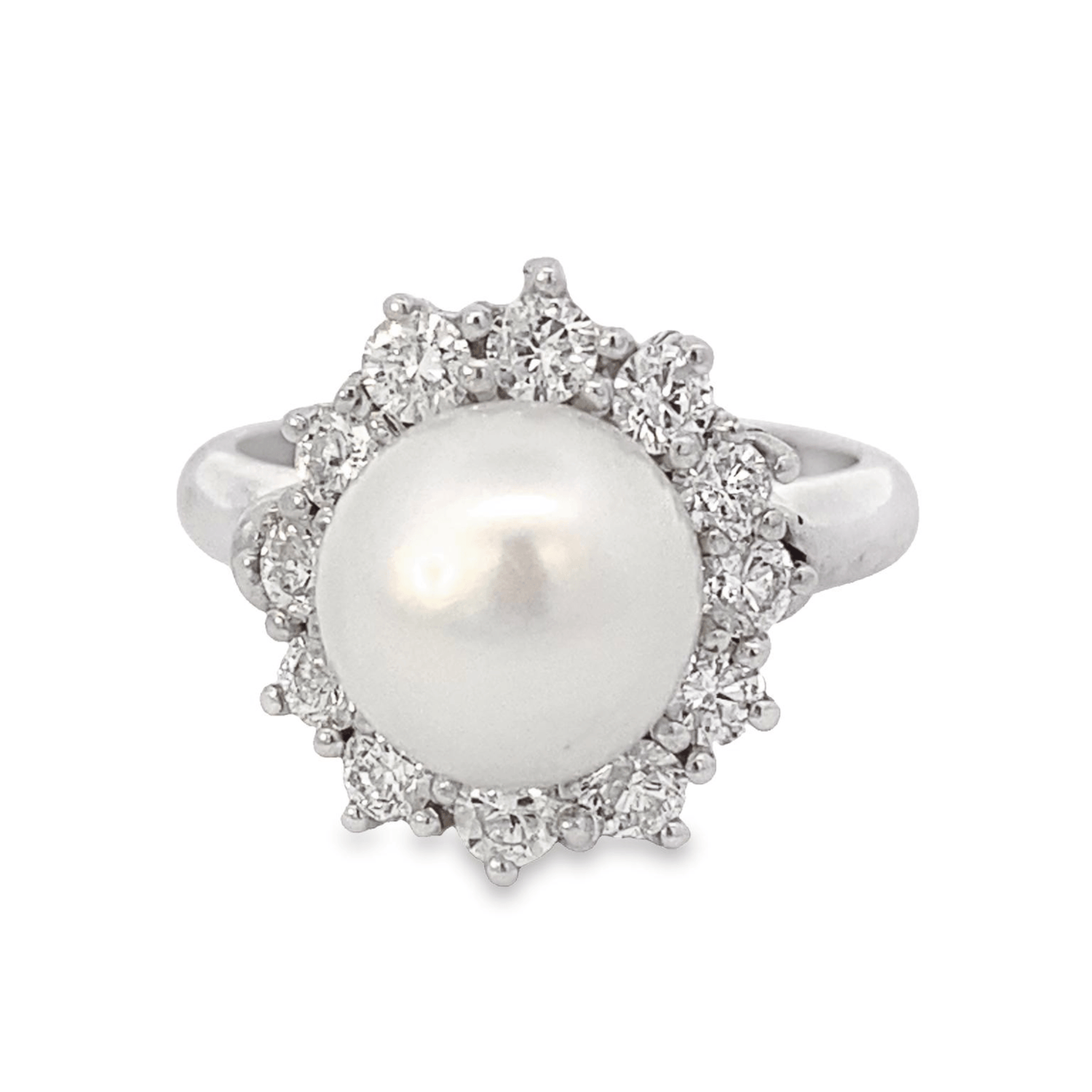 Ring- 14kt wg cultured pearl and diamond - Gaines Jewelers