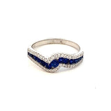 Ring- 14kt wg Sapphire diamond squiggle - Gaines Jewelers