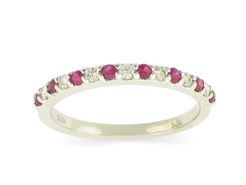 Ring- 14kt white gold Ruby and Diamond Anniversary Ring - Gaines Jewelers