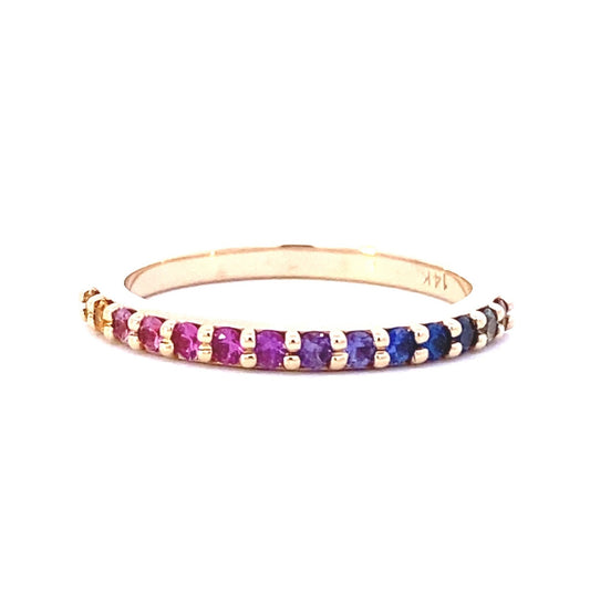 Ring-14kt yellow gold Rainbow Sapphire Band - Gaines Jewelers