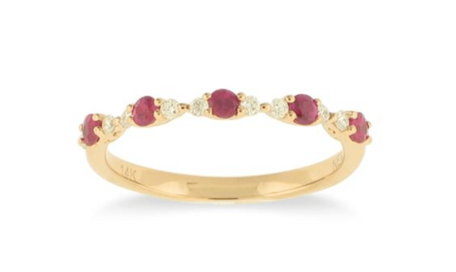 Ring- 14kt yellow gold ruby and diamond ring - Gaines Jewelers
