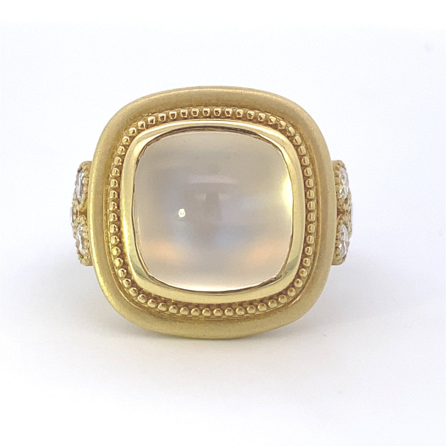 Ring- 14kyg Cabochon Moonstone w/.60ctw diamond accents - Gaines Jewelers