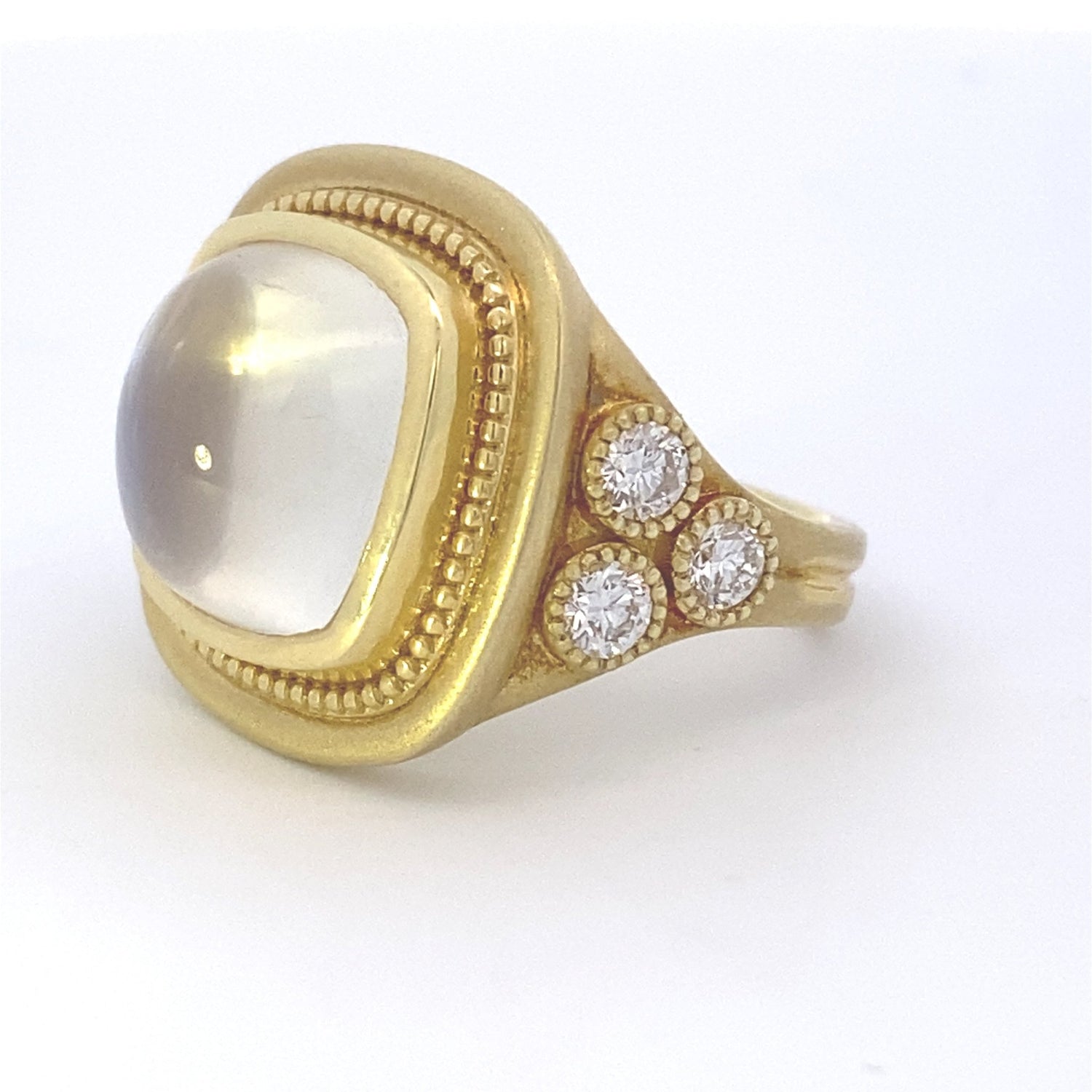 Ring- 14kyg Cabochon Moonstone w/.60ctw diamond accents - Gaines Jewelers