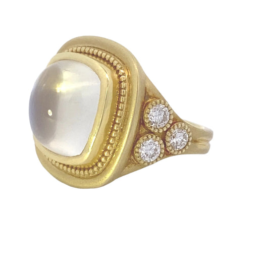 Ring- 14kyg Cabochon Moonstone w/.60ctw diamond accents - Gaines Jewelers