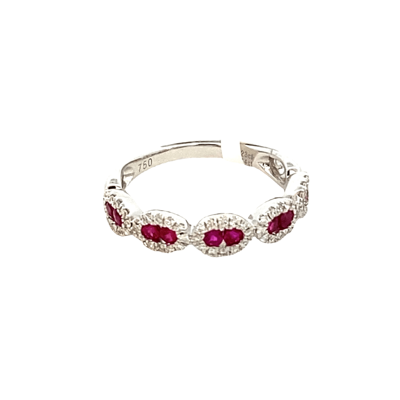 Ring- 18kt wg Ruby Diamond 5 Sections - Gaines Jewelers