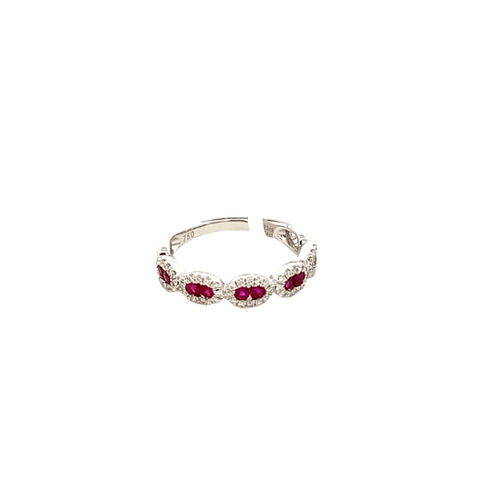 Ring- 18kt wg Ruby Diamond 5 Sections - Gaines Jewelers